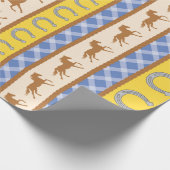 カウボーイホースポニーかわいい1st誕生日パーティーテーマ ラッピングペーパー (角)