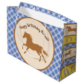 カウボーイホースポニーかわいい1st誕生日パーティーテーマ ラージペーパーバッグ (裏面アングル)