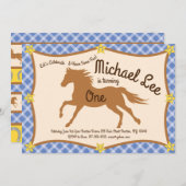 カウボーイホースポニー誕生日招待状 招待状 (正面/裏面)