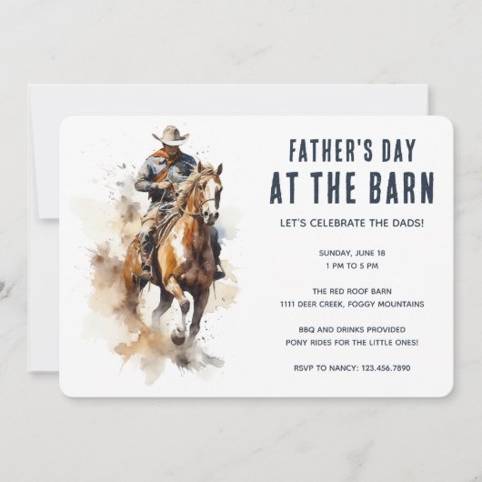 カウボーイホース父の日の納屋 招待状 (正面)