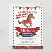 カウボーイホース誕生日招待状 招待状 (正面)