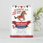 カウボーイホース誕生日招待状 招待状 (スタンド正面)