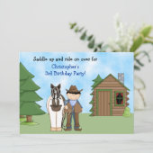 カウボーイホース&キャビン誕生日招待状 招待状 (スタンド正面)