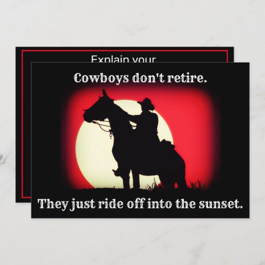 カウボーイホース&サンセットリタイア 招待状 (正面/裏面)