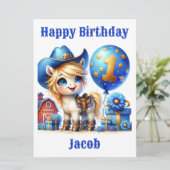 カウボーイポニー1歳の誕生日カード (スタンド正面)