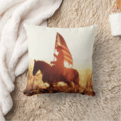 カウボーイポートレートアメリカ国旗のテーマ。 クッション (ブランケット)