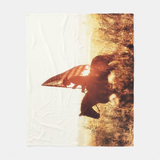 カウボーイポートレートアメリカ国旗のテーマ。 フリースブランケット (正面)