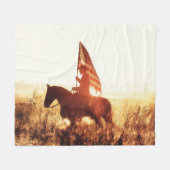 カウボーイポートレートアメリカ国旗のテーマ。 フリースブランケット (正面(横))