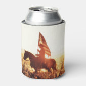 カウボーイポートレートアメリカ国旗のテーマ。 缶クーラー (缶正面)