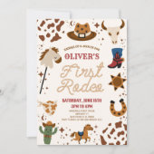 カウボーイマイファーストRodeo 1st誕生日パーティー 招待状 (正面)