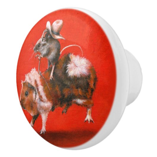 カウボーイマウス乗りギニア豚セラミックノブ セラミックノブ (右)