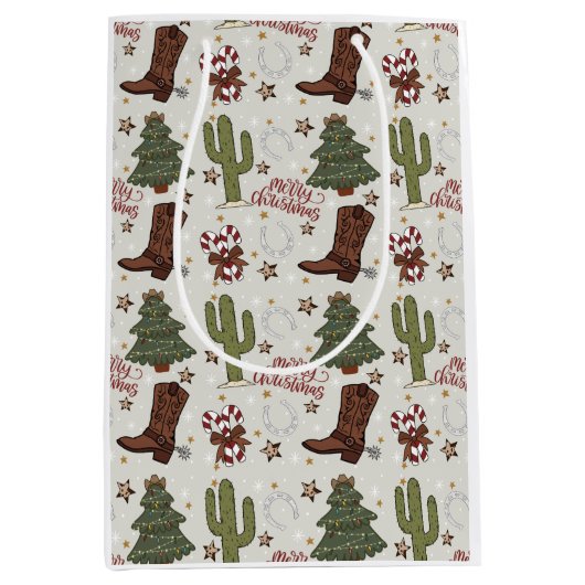 カウボーイメリークリスマス抱き枕 ミディアムペーパーバッグ (正面)