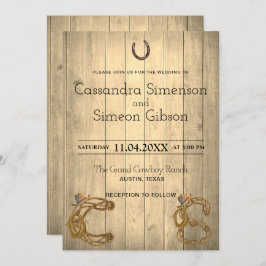 カウボーイモダン、ウッドウェディング素朴デー 招待状