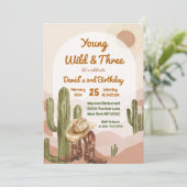 カウボーイヤングワイルドスリーデザート誕生日 招待状 (スタンド正面)