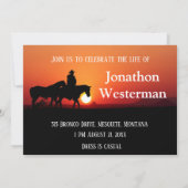 カウボーイライズホースアットサンセットお祝いオブライフ  招待状 (裏面)