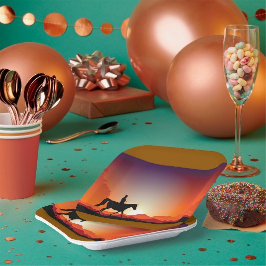 カウボーイライディングアホース紙プレート ペーパープレート