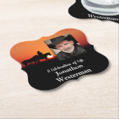 カウボーイライドホースアットサンセットお祝いオブライフ ペーパーコースター (アングル)