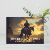 カウボーイライドホースアットサンセットお祝いオブライフ 招待状 (スタンド正面)