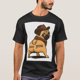 カウボーイラブパグ Tシャツ