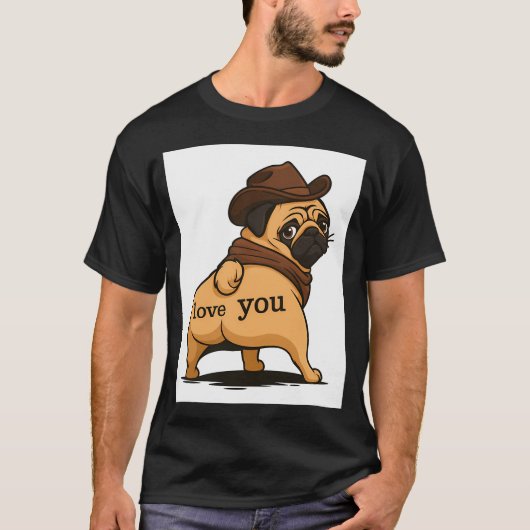 カウボーイラブパグ Tシャツ (正面)