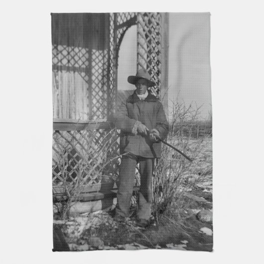 カウボーイランチャーまたは旧西のカナダの法律 キッチンタオル (縦)