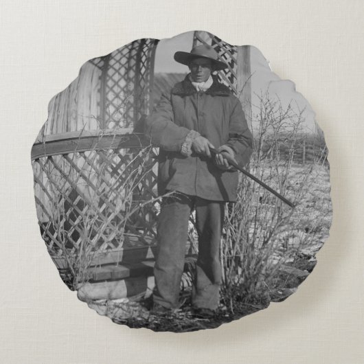 カウボーイランチャーまたは旧西のカナダの法律 ラウンドクッション (裏面)