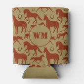 カウボーイランチャー栗の茶色の馬モノグラム 缶クーラー (裏面)