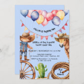 カウボーイルーティンルーティンタイム誕生日招待状 招待状 (正面/裏面)