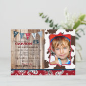 カウボーイレッドバンダナ ウェスタンテーマ誕生日 招待状 (スタンド正面)