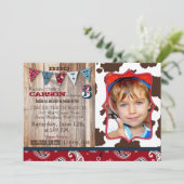 カウボーイレッドバンダンナウェスタンテーマ誕生日 招待状 (スタンド正面)