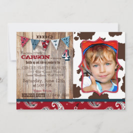 カウボーイレッドバンダンナウェスタンテーマ誕生日 招待状
