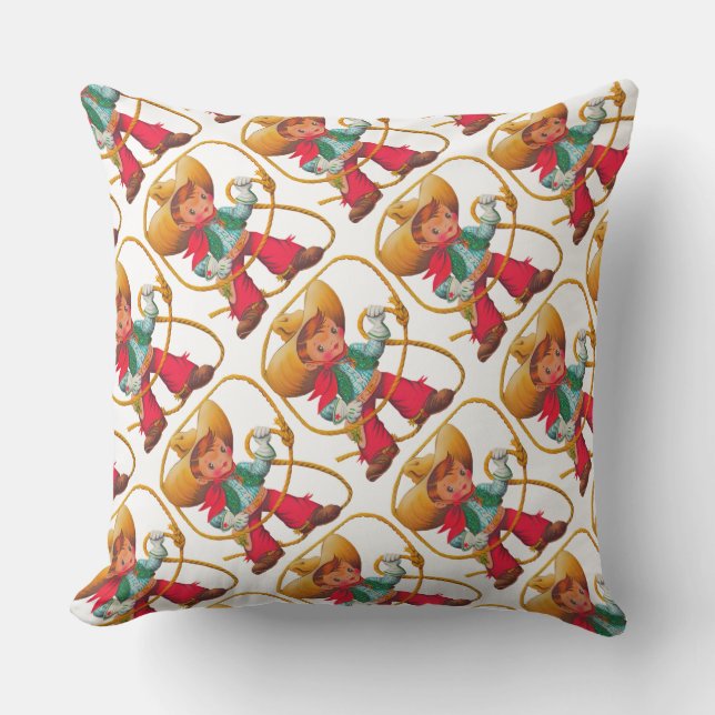 カウボーイレトロボーイチャイルドカワイウェスタン アウトドアクッション (正面)