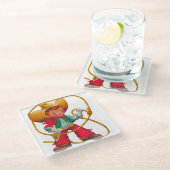 カウボーイレトロボーイチャイルドカワイウェスタン ガラスコースター (アングル)