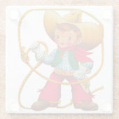 カウボーイレトロボーイチャイルドカワイウェスタン ガラスコースター (裏面)