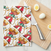 カウボーイレトロボーイチャイルドカワイウェスタン キッチンタオル (四つ折り)