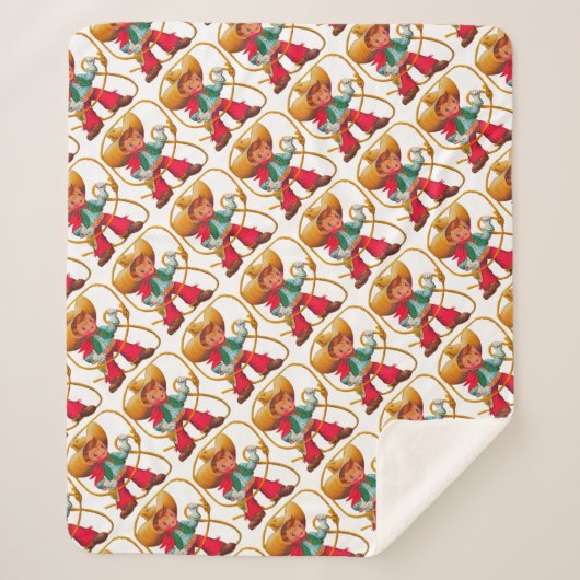 カウボーイレトロボーイチャイルドカワイウェスタン シェルパブランケット (正面)