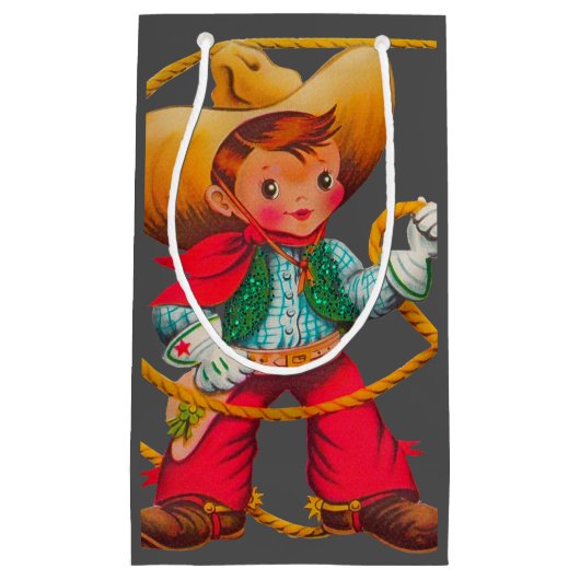 カウボーイレトロボーイチャイルドカワイウェスタン スモールペーパーバッグ (正面)