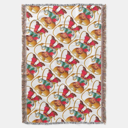 カウボーイレトロボーイチャイルドカワイウェスタン スローブランケット (正面縦)