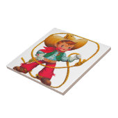 カウボーイレトロボーイチャイルドカワイウェスタン タイル (側面)