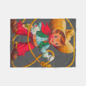 カウボーイレトロボーイチャイルドカワイウェスタン フリースブランケット (正面(横))