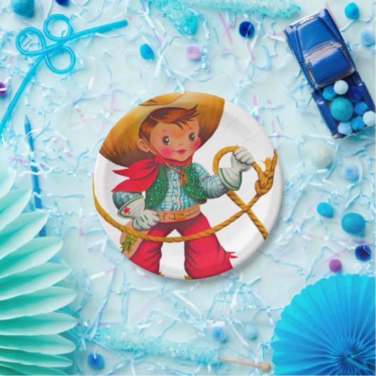 カウボーイレトロボーイチャイルドカワイウェスタン ペーパープレート (パーティー)