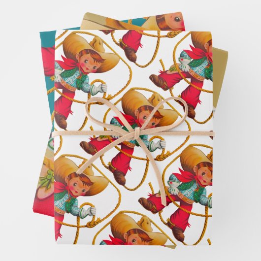 カウボーイレトロボーイチャイルドカワイウェスタン ラッピングペーパーシート (インサイチュ)