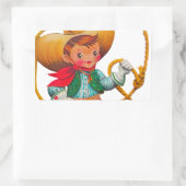 カウボーイレトロボーイチャイルドカワイウェスタン 長方形シール (バッグ)