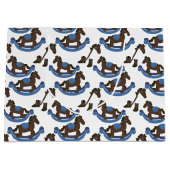 カウボーイロッキングホースブルーベビー ラージペーパーバッグ (正面)