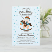 カウボーイロッキングホースブルーボーイベビーシャワー 招待状 (スタンド正面)