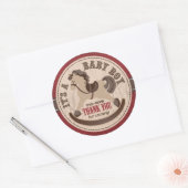 カウボーイロッキングホース西ベビーシャワー ラウンドシール (封筒)