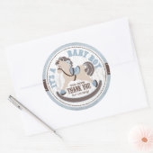 カウボーイロッキングホース西ベビーシャワー ラウンドシール (封筒)