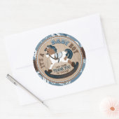 カウボーイロッキングホース西ベビーシャワー ラウンドシール (封筒)