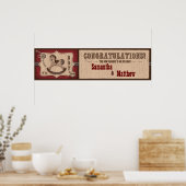 カウボーイロッキングホース赤ちゃんシャワーバナー ポスター (キッチン)