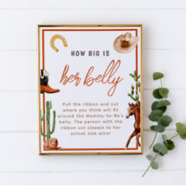 カウボーイロデオどのように彼女の腹の赤ちゃんシャワーゲーム大きい ポスター